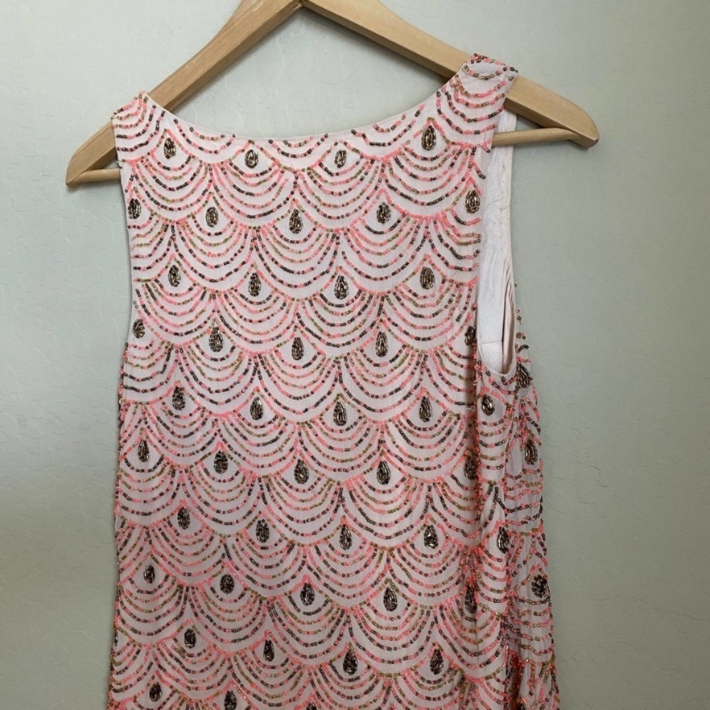 Anthro Moulinette Soeurs Pink Beaded Dress Size 2 - Picture 11 of 13